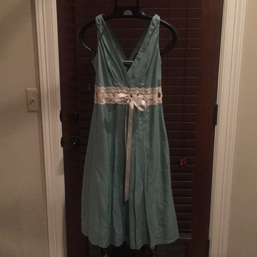 Sage cotton and silk Robert Rodriguez dress